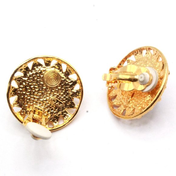 Anne Klein Signed Designer Couture Faux Pearl Gold Plate NOS Clip Earrings - Picture 8 of 8